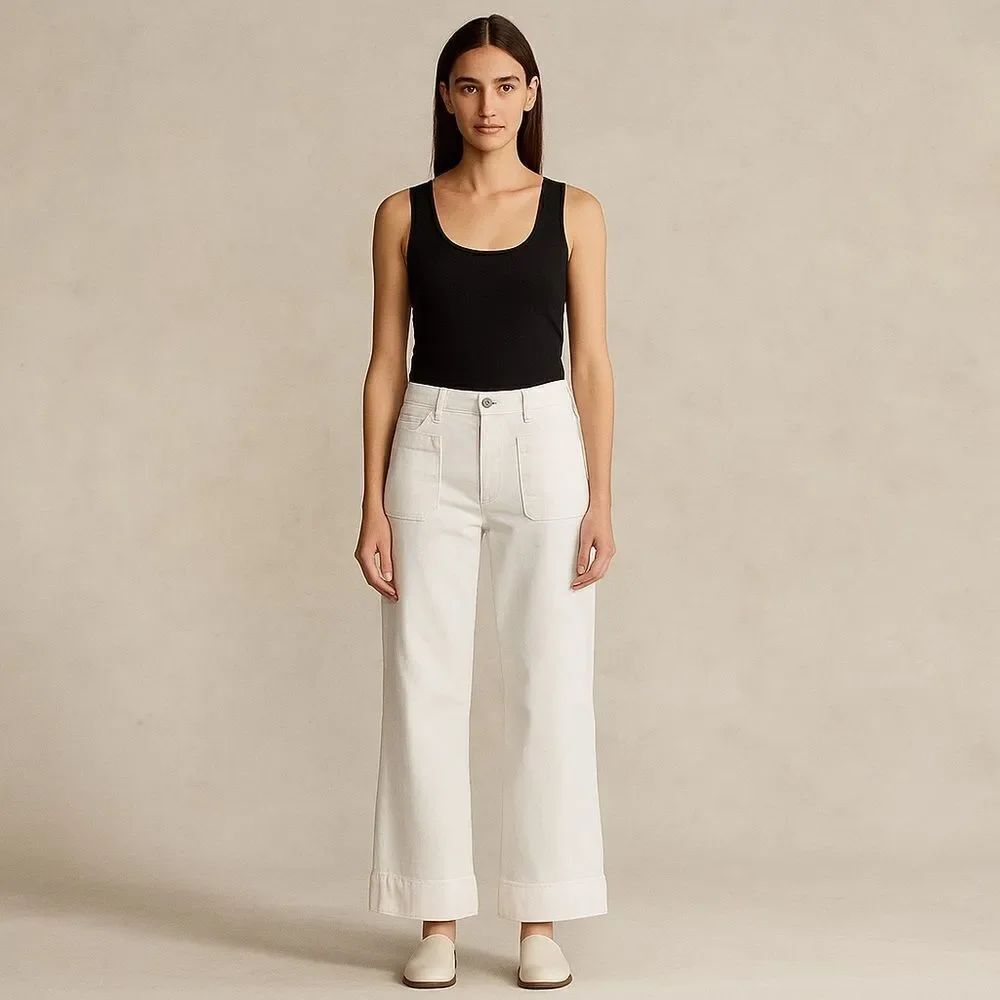 Anthropologie Pilcro Wide-Leg White Denim Jean Pants Size 26